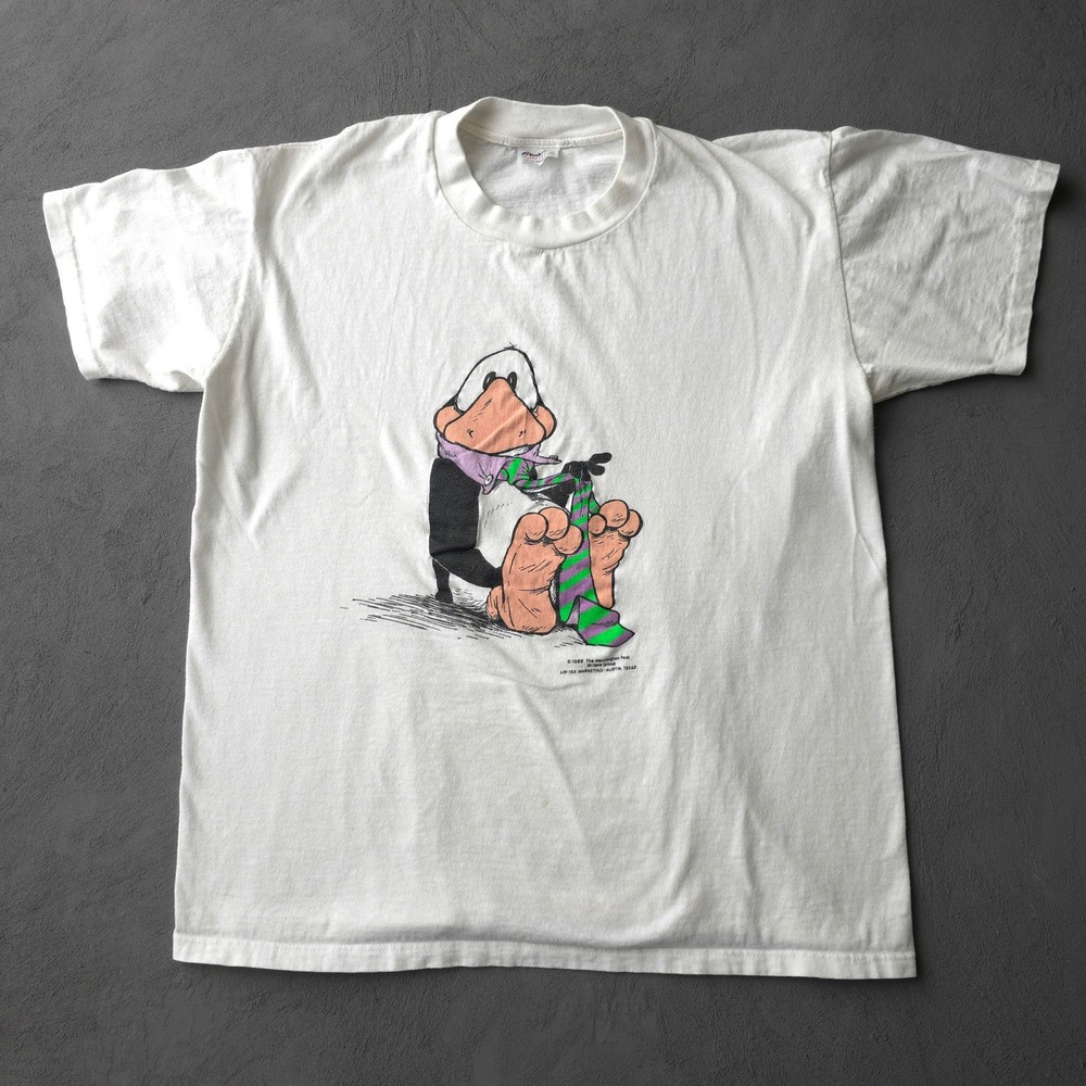 Vintage 1980s Stedman White Opus Penguin Bloom County T-shirt Large 1988 Comic